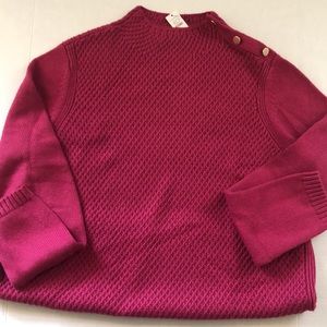 Talbots Women's Sweater in Rich Berry with Gold Accents